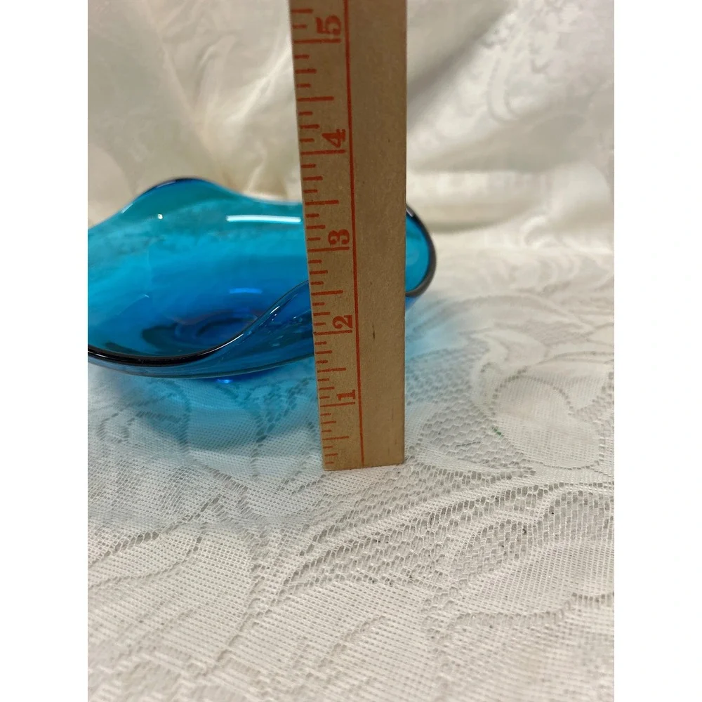 Vintage Viking Bluenique Glass Candy‎ or Trinket Dish Decorative Art Glass Bowl
